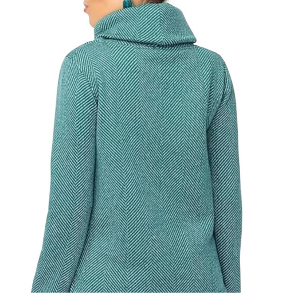 J. CREW FACTORY NWT Long Sleeve Funnel Neck Pullover Sweater Green/White Size M - Picture 2 of 5